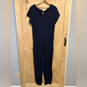 Casual navy blue jogger Jumpsuit with adjustable waist. XL